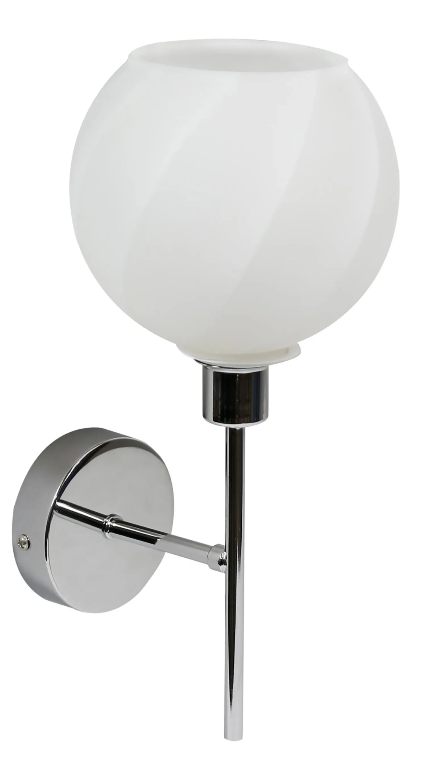 Sklep Kaja Prosty, srebrny kinkiet z białym kloszem 21-72191 RAUL | Kaja