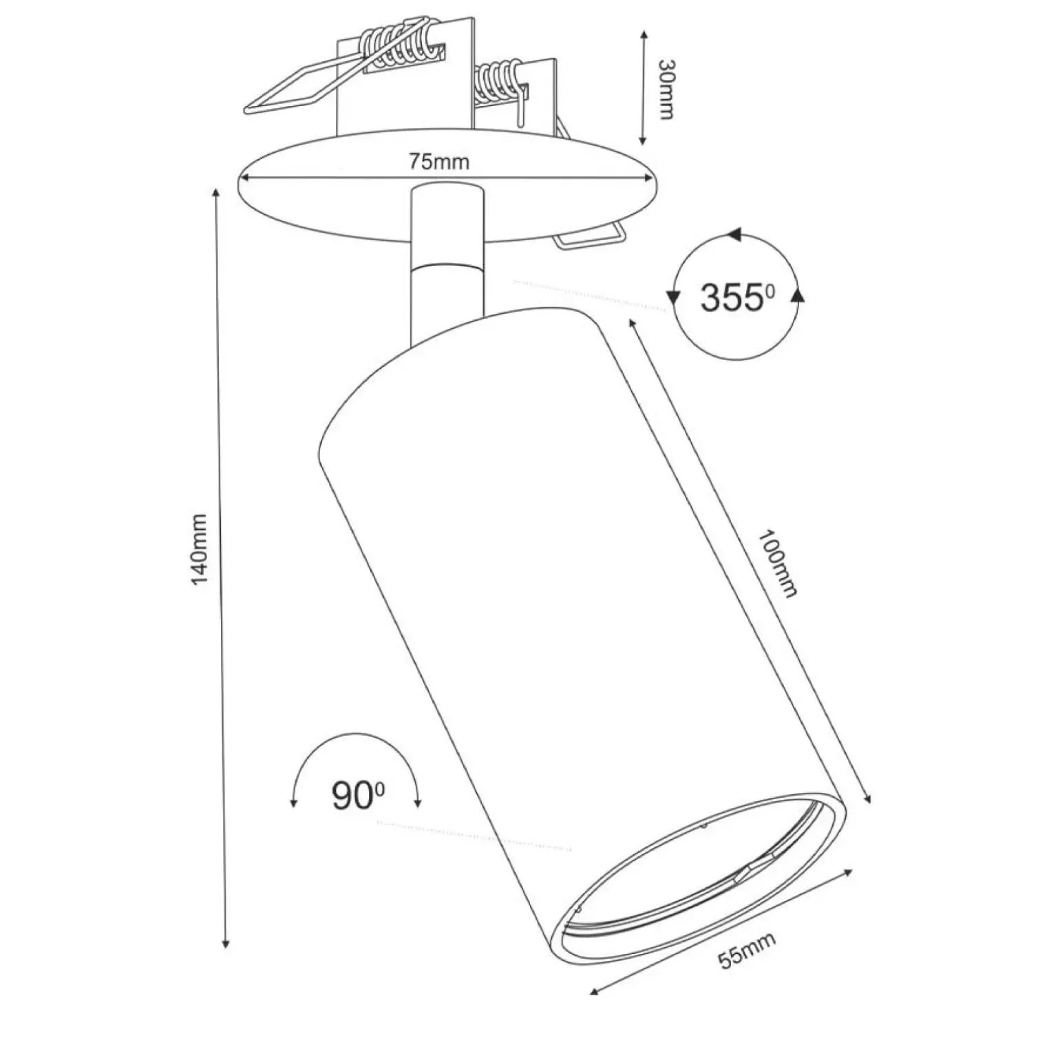 Sklep Kaja Przegubowy reflektor wpustowy ⌀5,5cm GU10 ANT 3254 z serii ACE | Kaja