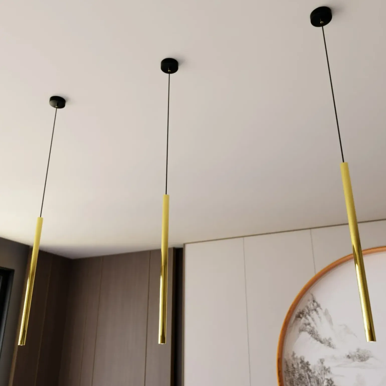 Clearance Punktowa lampa wisząca, złota rurka G9 1332/1 SELTER | Kaja Żyrandole Nowoczesne