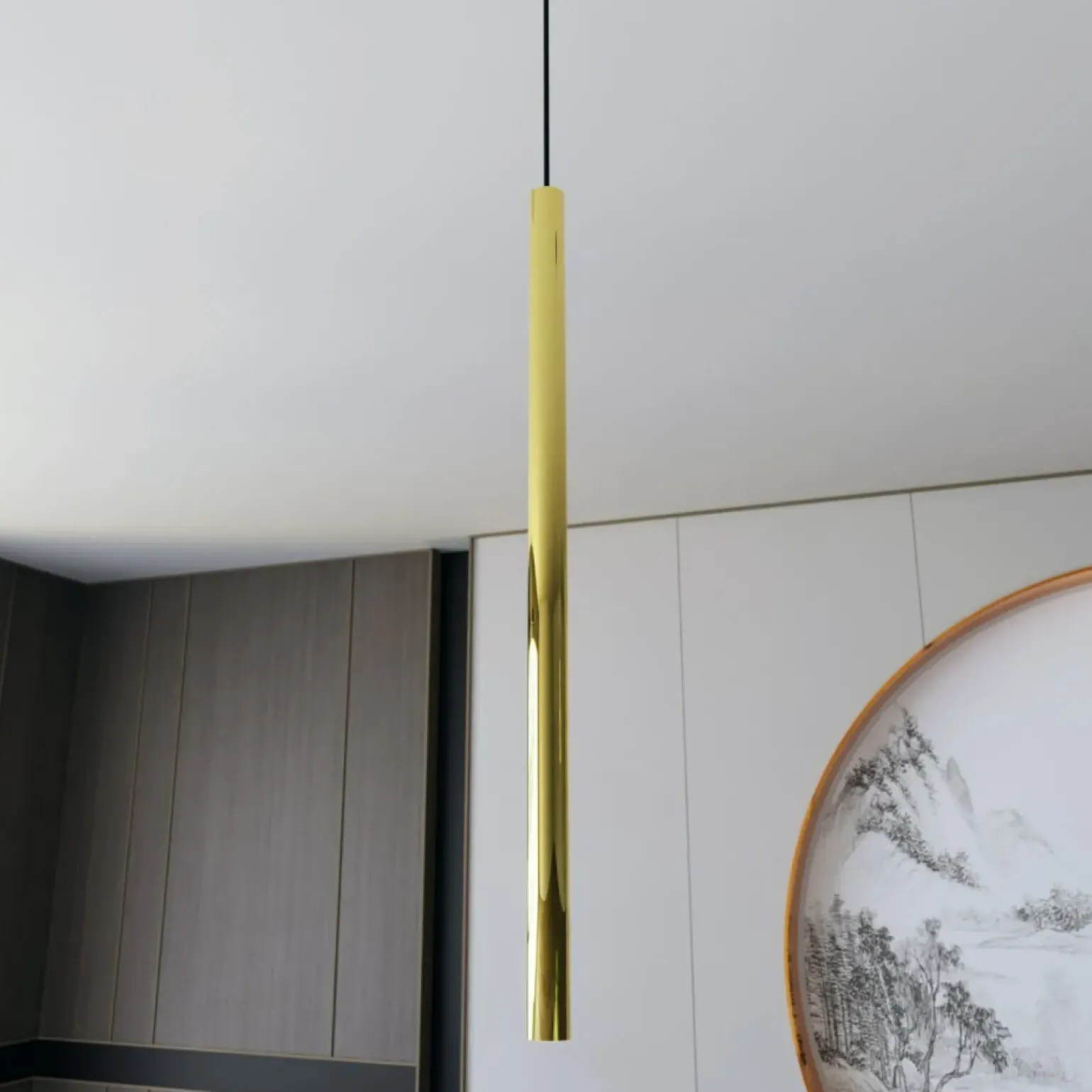 Clearance Punktowa lampa wisząca, złota rurka G9 1332/1 SELTER | Kaja Żyrandole Nowoczesne