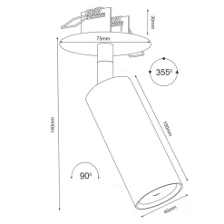 Sklep Kaja Reflektor podtynkowy tuba ⌀4cm GU10/MR11 ANT 3253 z serii ACE | Kaja