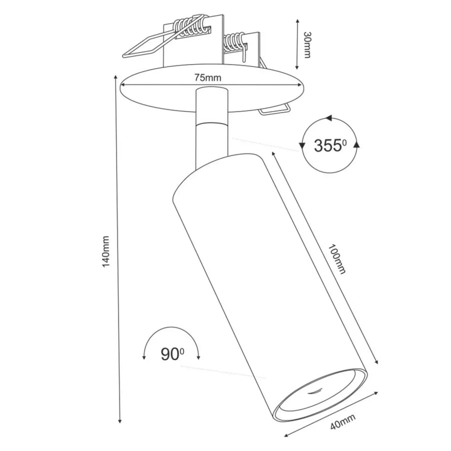 Sklep Kaja Reflektor podtynkowy tuba ⌀4cm GU10/MR11 ANT 3253 z serii ACE | Kaja