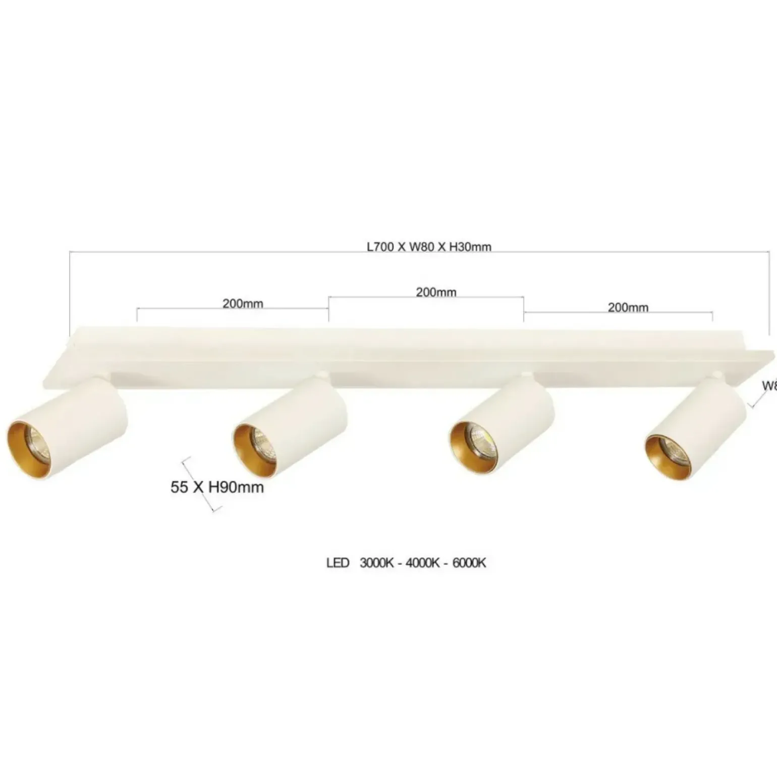 Best Sale Reflektorowa listwa z dodatkowym ledem LP-0612/4C WH PARMA | Kaja Żyrandole Nowoczesne