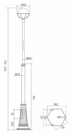 Sklep Kaja Regulowana lampa ogrodowa, latarnia z kloszem OGMWN 1 KPO 250