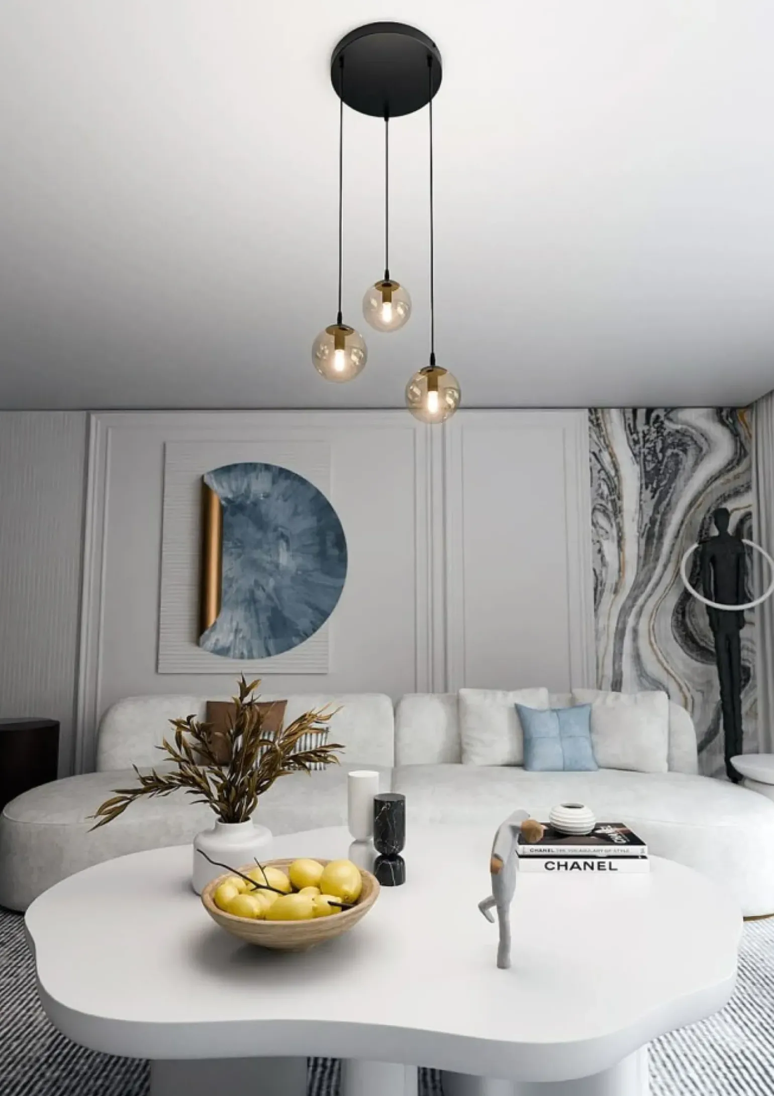 Best Sale Regulowana lampa wisząca z trzema kloszami 713/3PREM | Kaja Żyrandole Nowoczesne