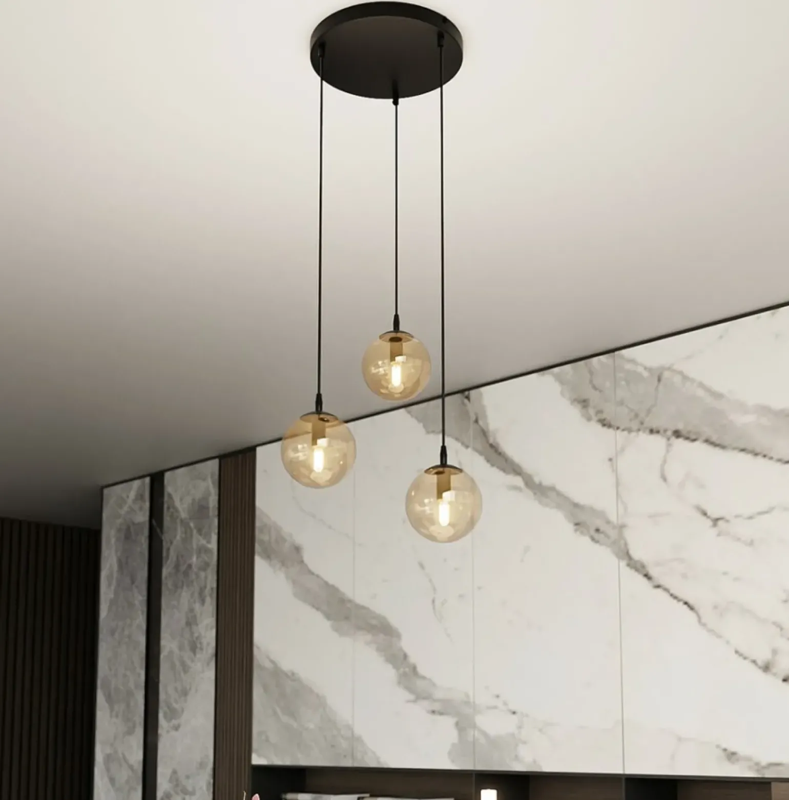 Best Sale Regulowana lampa wisząca z trzema kloszami 713/3PREM | Kaja Żyrandole Nowoczesne