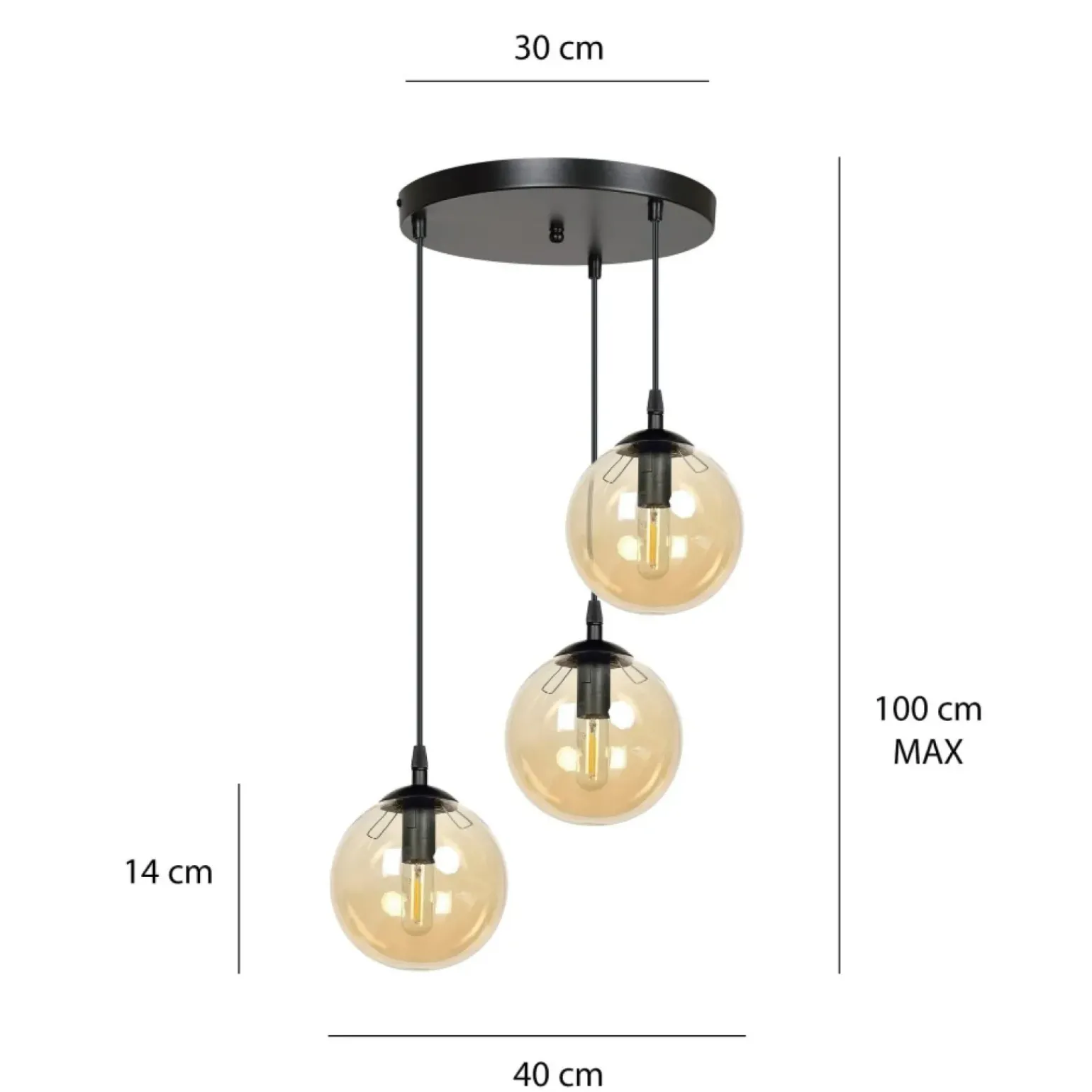 Best Sale Regulowana lampa wisząca z trzema kloszami 713/3PREM | Kaja Żyrandole Nowoczesne