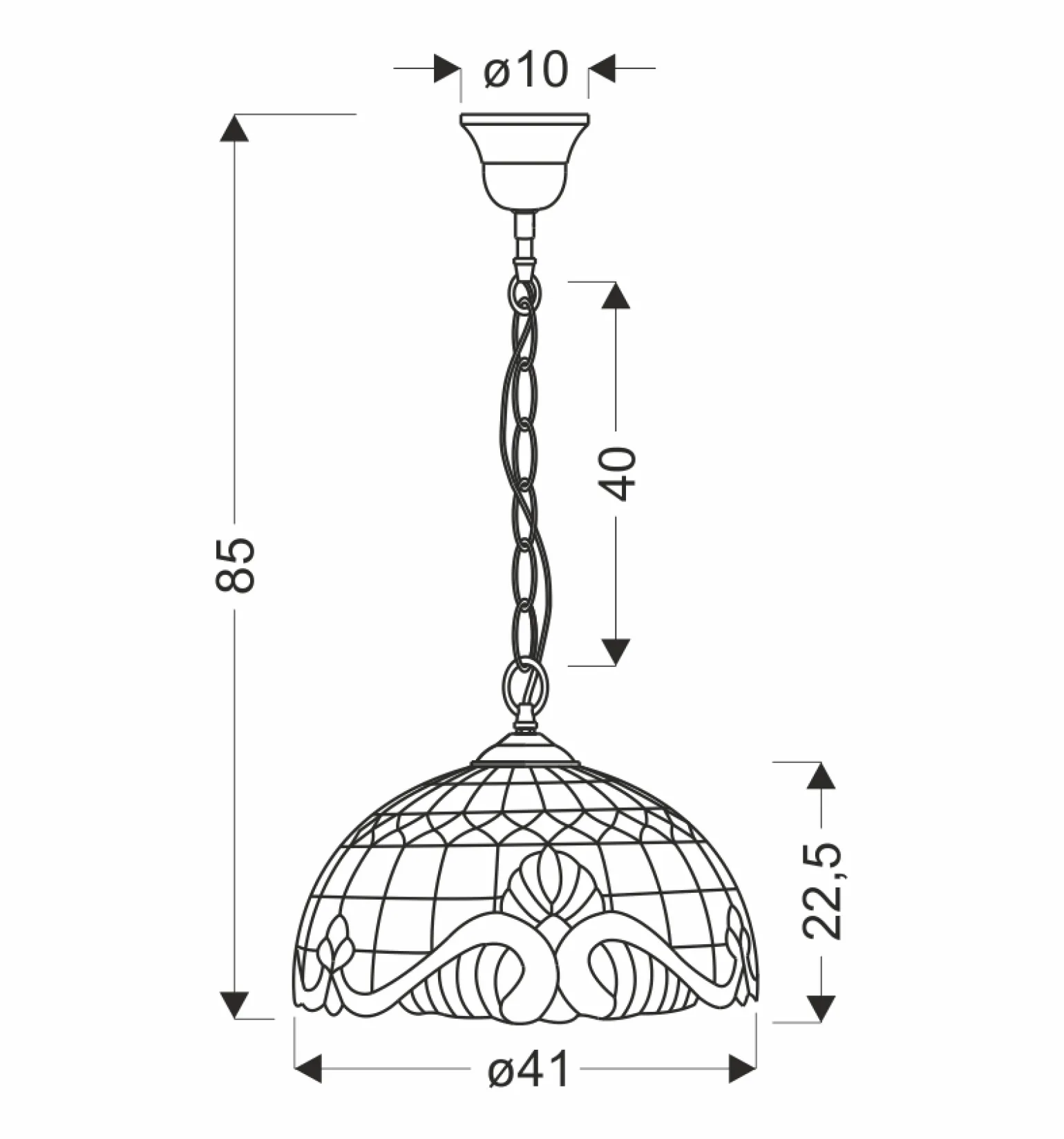 Sklep Kaja Retro żyrandol z witrażowym kloszem 31-20673 MARSALA | Kaja