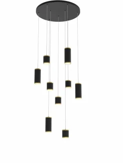 Best Sale Rotunda z kaskadą czarno-złotych tub LED WF 5003-904 TOULOUSE | Kaja Żyrandole Nowoczesne