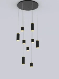 Best Sale Rotunda z kaskadą czarno-złotych tub LED WF 5003-904 TOULOUSE | Kaja Żyrandole Nowoczesne