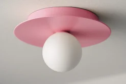 Sklep Kaja Różowa lampa sufitowa, plafon z białym kloszem K-5443 z serii ROBIN