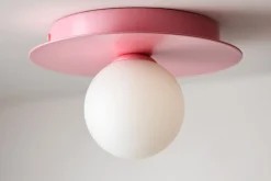 Sklep Kaja Różowa lampa sufitowa, plafon z białym kloszem K-5443 z serii ROBIN