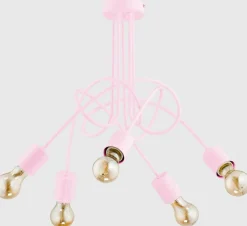Store Różowa lampa sufitowa z wyeksponowanymi żarówkami AL 28495 | Kaja Żyrandole Nowoczesne