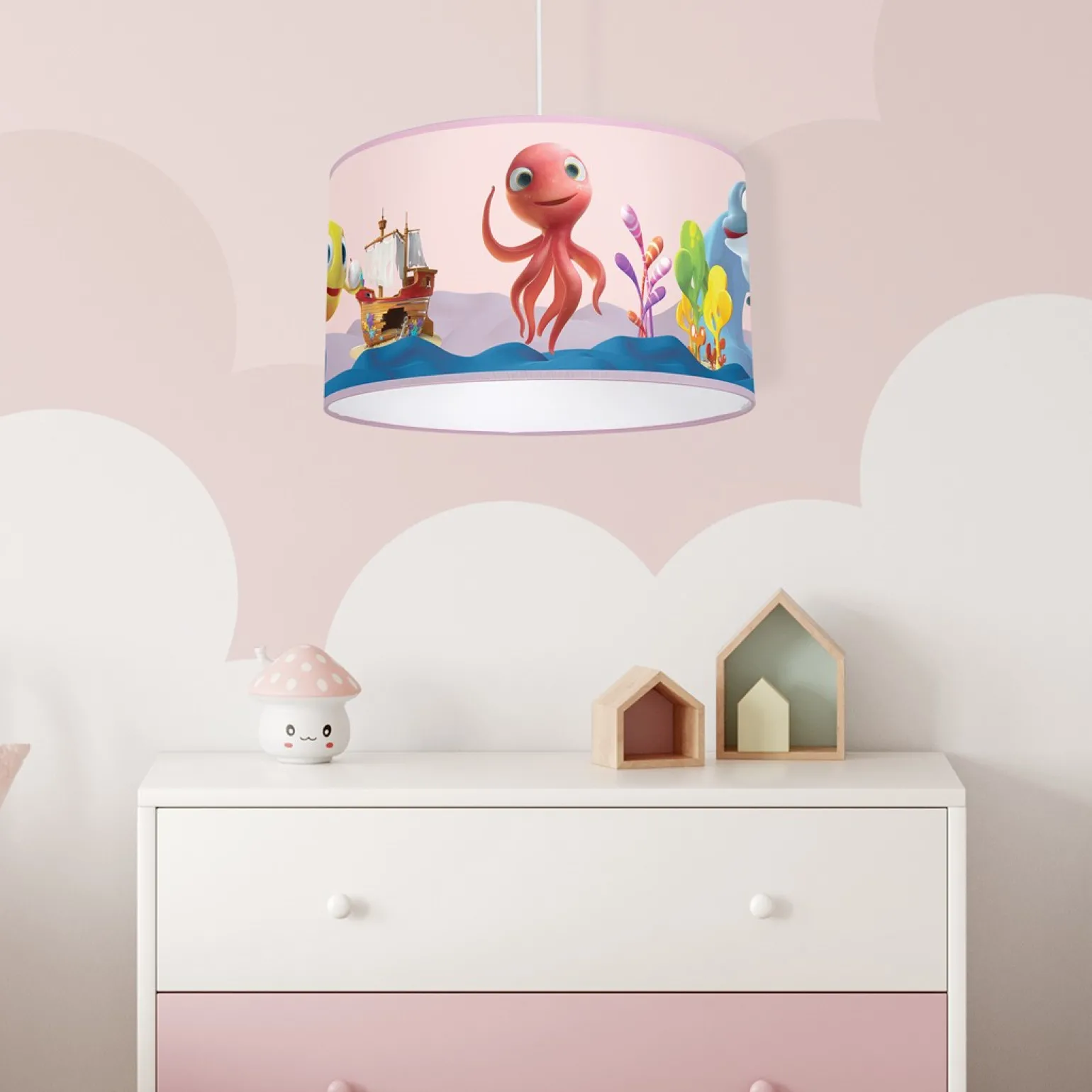 Sklep Kaja Różowa lampa wisząca, dziecięcy abażur MLP6801 z serii OŚMIORNICA LOLA | Kaja Oś
