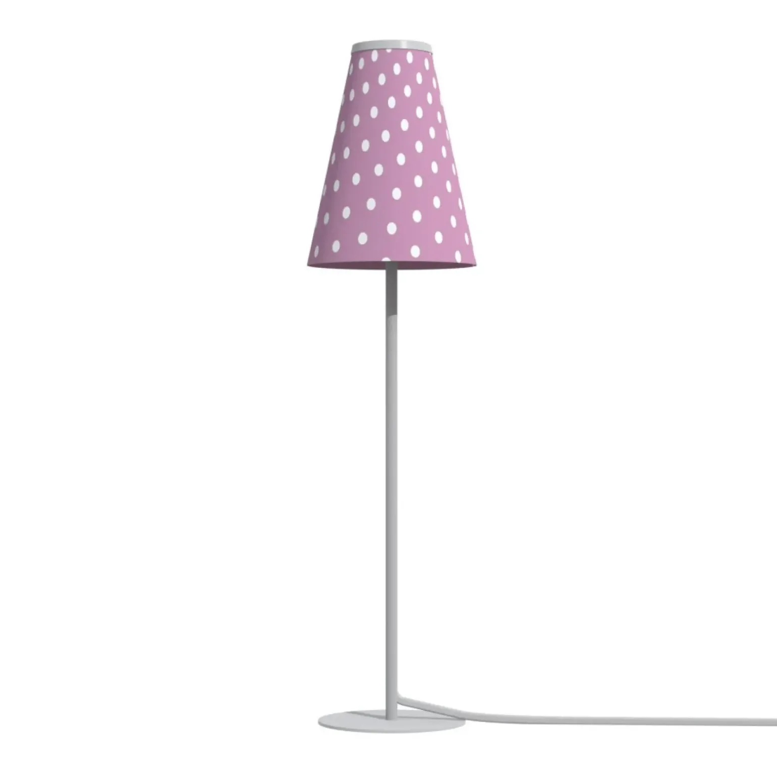 Sklep Kaja Różowo-biała lampka stołowa z abażurem w kropki 8080 | Kaja