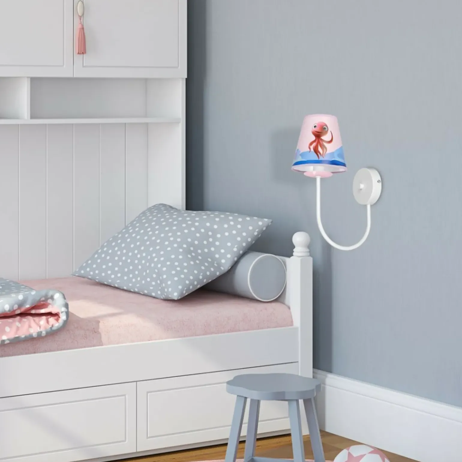 Sklep Kaja Różowy kinkiet, rysunek ośmiornicy MLP6807 z serii OŚMIORNICA LOLA | Kaja Oświet