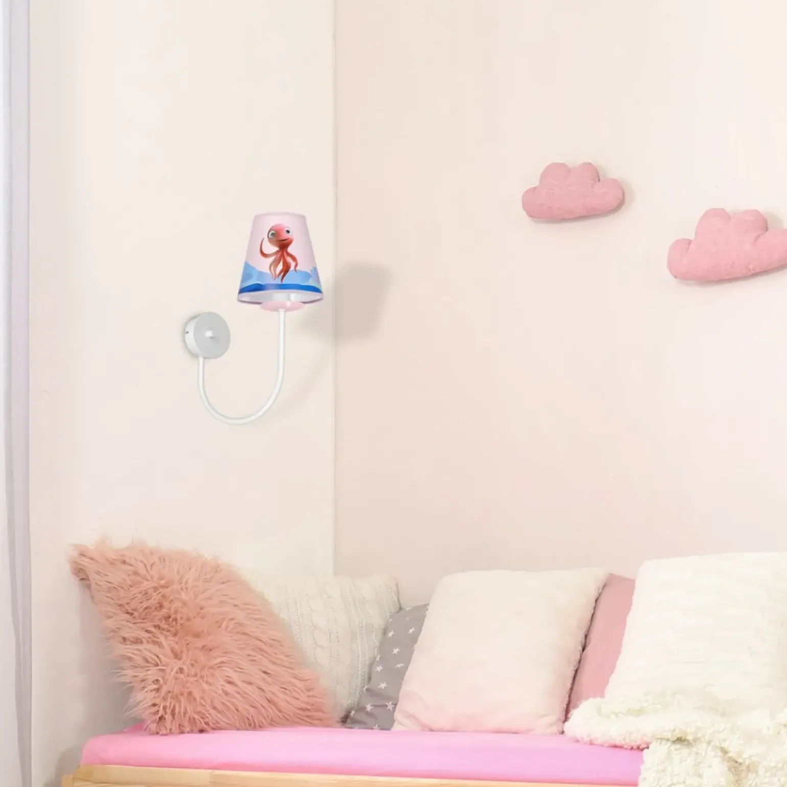 Sklep Kaja Różowy kinkiet, rysunek ośmiornicy MLP6807 z serii OŚMIORNICA LOLA | Kaja Oświet