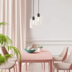 Store Różowy, szklany klosz na czarnym zwisie TK 10296 MOLLY | Kaja Żyrandole Nowoczesne