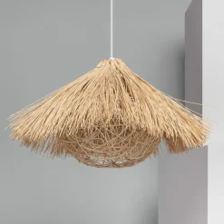 Best Rozkloszowana lampa wisząca z rattanu ABR-NLW32-BH-E27 BOHO | Kaja Żyrandole Nowoczesne