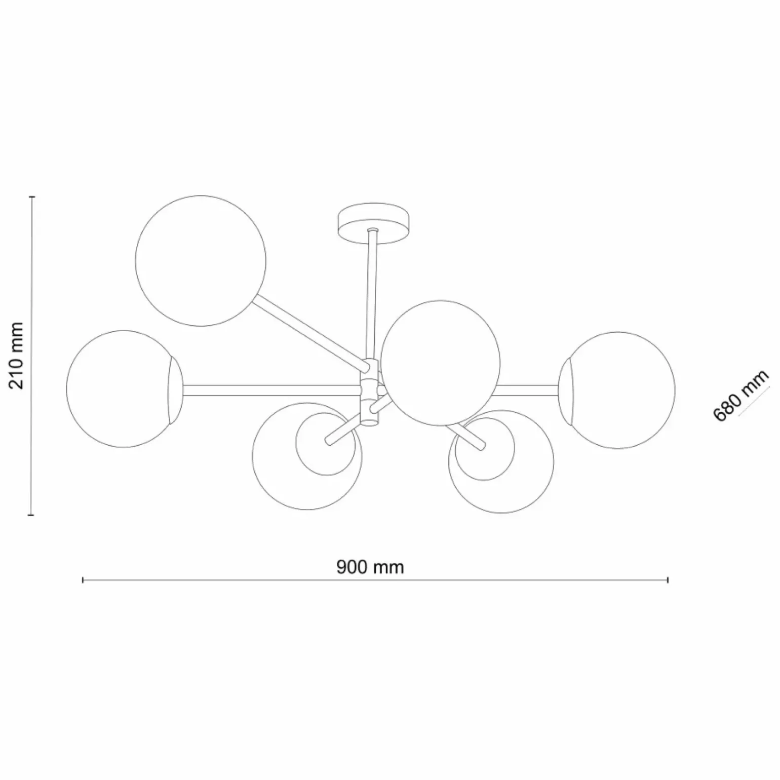 Best Rozłożysta, czarna lampa sufitowa z białymi kulami TK 4734 - SARIUS Żyrandole Nowoczesne