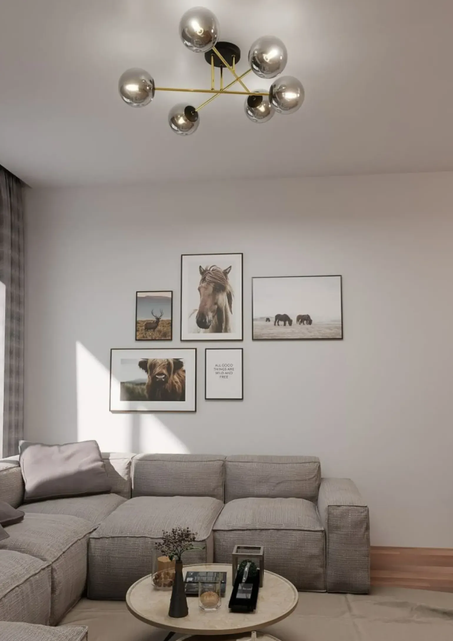 New Rozłożysta lampa sufitowa do dużego salonu 1269/6 - MAGNUM | Kaja Żyrandole Nowoczesne