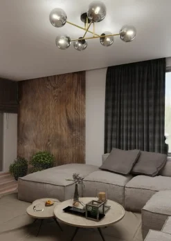 New Rozłożysta lampa sufitowa do dużego salonu 1269/6 - MAGNUM | Kaja Żyrandole Nowoczesne