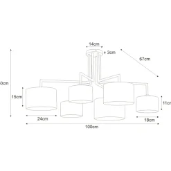Store Rozłożysta lampa sufitowa do salonu K-4321 SIMONE BLACK | Kaja Żyrandole Nowoczesne
