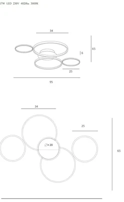 Sklep Kaja Rozłożysta lampa sufitowa, obręcze MX C0200 VELVET | Kaja Oświetlenie