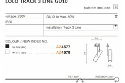 Sklep Kaja Ruchomy reflektor do szyny trójfazowej AZ4578 LOLO | Kaja Oświetlenie