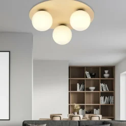 Sale Rustykalna, drewniana lampa sufitowa z kloszami 1142/3B KENZO | Kaja Żyrandole Nowoczesne