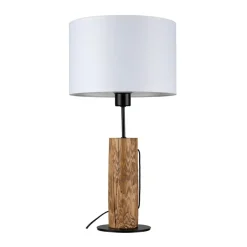 Sklep Kaja Rustykalna, drewniana lampka stołowa z abażurem 77627904 PINO | Kaja