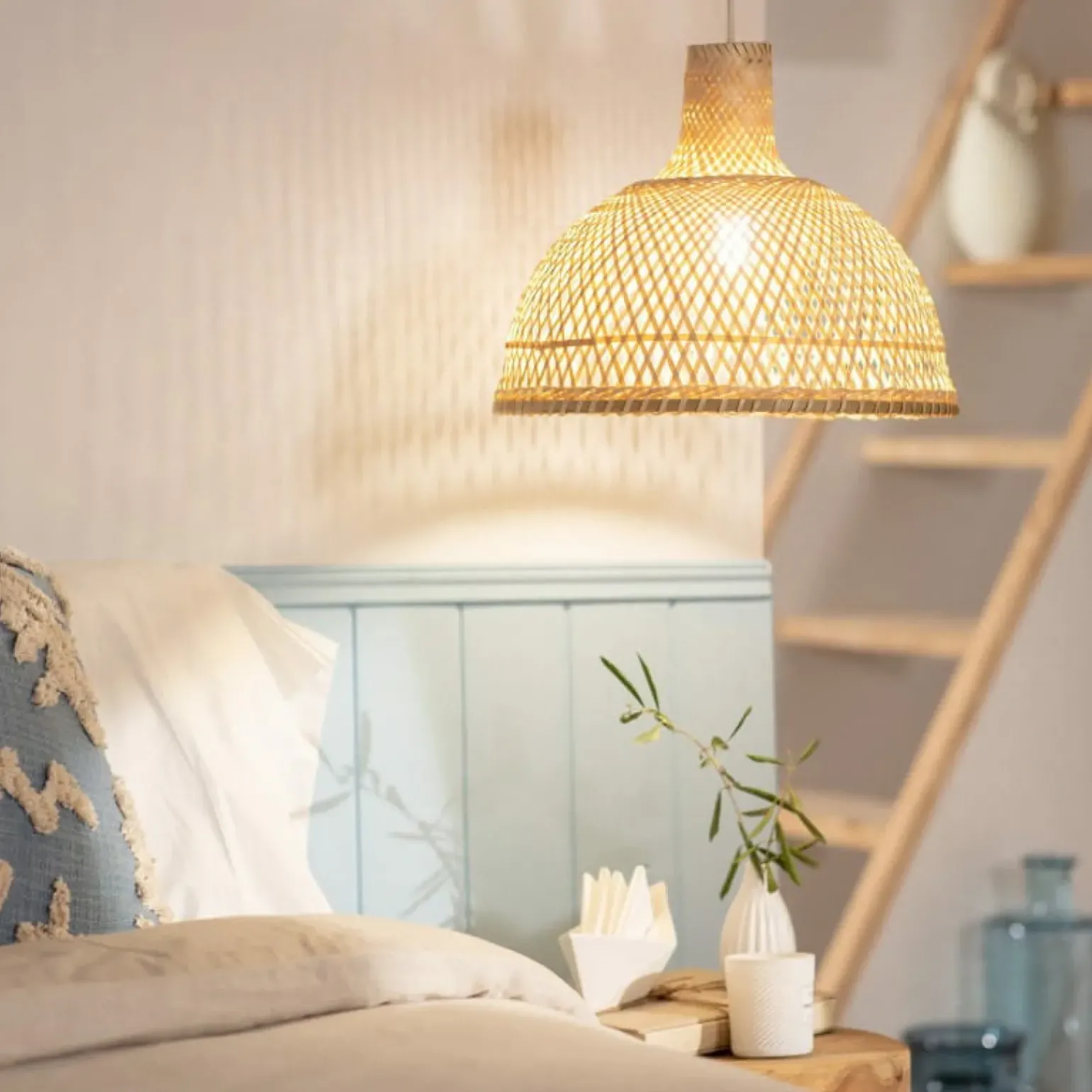 Online Rustykalna lampa z plecionym abażurem ABR-NLW29-BH-E27 BOHO | Kaja Żyrandole Nowoczesne
