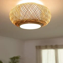 Online Rustykalny plafon z plecionym abażurem ABR-NPL4-BH-E27 BOHO | Kaja Żyrandole Nowoczesne