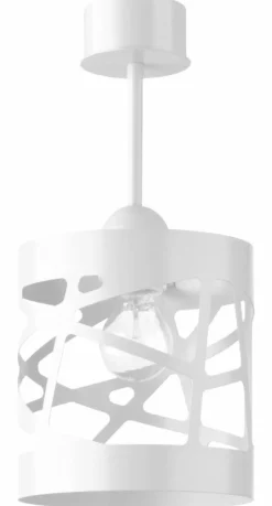 Best Sale Smukła, biała, ażurowa lampa sufitowa do holu SIG 31053 - MODUŁ FREZ Żyrandole Nowoczesne