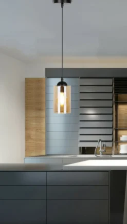 Flash Sale Smukła lampa wisząca z miodowym kloszem 31-00569 BISTRO | Kaja Żyrandole Nowoczesne