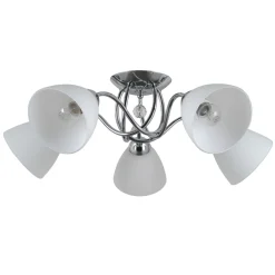 Sklep Kaja Srebrna lampa sufitowa do salonu PND-5643-5 LUGANO | Kaja Oświetlenie