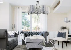 Sklep Kaja Srebrna lampa z abażurami, do salonu JUP 1516 OSKAR | Kaja Oświetlenie