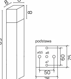Sklep Kaja Srebrna, półmetrowa lampa stojąca CB-580 AL z serii CUBE | Kaja Oświetlenie