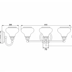 Sklep Kaja Srebrny kinkiet na trzy żarówki HK-AINSLEY3-BATH z serii AINSLEY