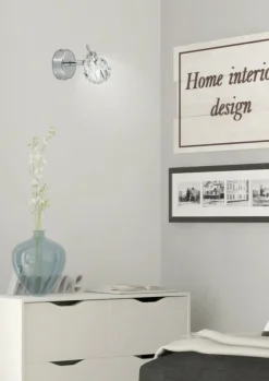 Sklep Kaja Srebrny kinkiet z kryształowym kloszem 91-70289 BOMBOLA | Kaja