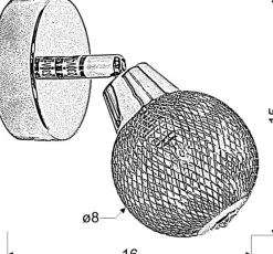 Sklep Kaja Srebrny kinkiet z siateczkowym kloszem 91-06950 NOVEL | Kaja