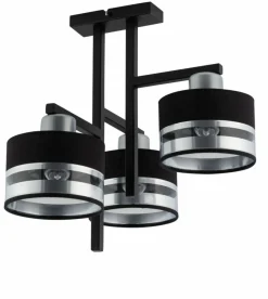 Best Stylowa, abażurowa, czarno-srebrna lampa do sypialni SIG 32148 – PRO Żyrandole Nowoczesne