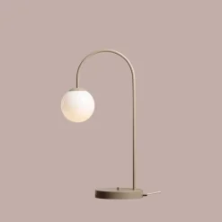 Sklep Kaja Stylowa, beżowa lampka stołowa z kloszem 1116B17 z serii UNA | Kaja Oświetlenie