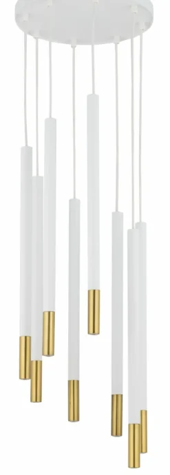 Best Sale Stylowa, biało-złota kaskada smukłych tub SIG 33240 z serii SOPEL DUE Żyrandole Nowoczesne