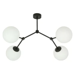 Best Stylowa, czarna lampa sufitowa z białymi kloszami 1133/4 SPACE | Kaja Żyrandole Nowoczesne