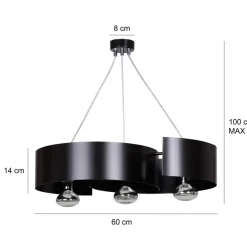 Best Sale Stylowa, czarna lampa wisząca w stylu loftowym 284/3 VIXON | Kaja Żyrandole Nowoczesne