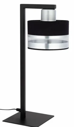 Sklep Kaja Stylowa, czarno-srebrna lampka stołowa do sypialni SIG 50236 PRO