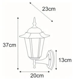 Sklep Kaja Stylowa, górna lampa elewacyjna K-5009A UP CZ STANDARD | Kaja