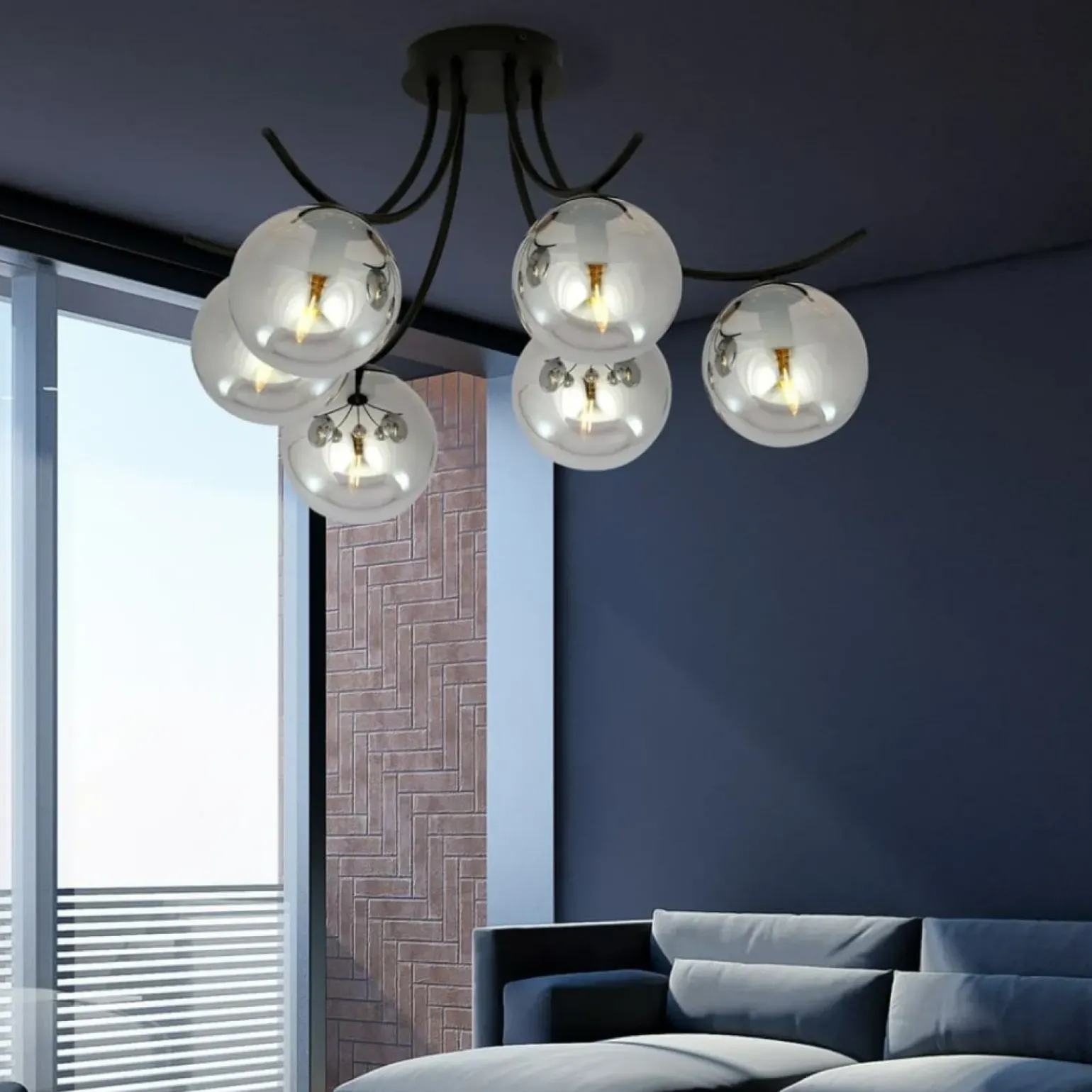 Best Sale Stylowa lampa sufitowa z grafitowymi kloszami 1110/6 BOSTON | Kaja Żyrandole Nowoczesne