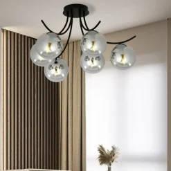Best Sale Stylowa lampa sufitowa z grafitowymi kloszami 1110/6 BOSTON | Kaja Żyrandole Nowoczesne